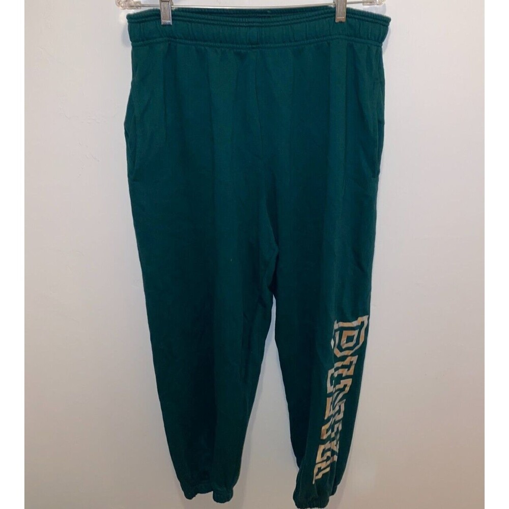 Victoria's Secret PINK Fleece Classic Sweatpants Women's L Green Logo Bling